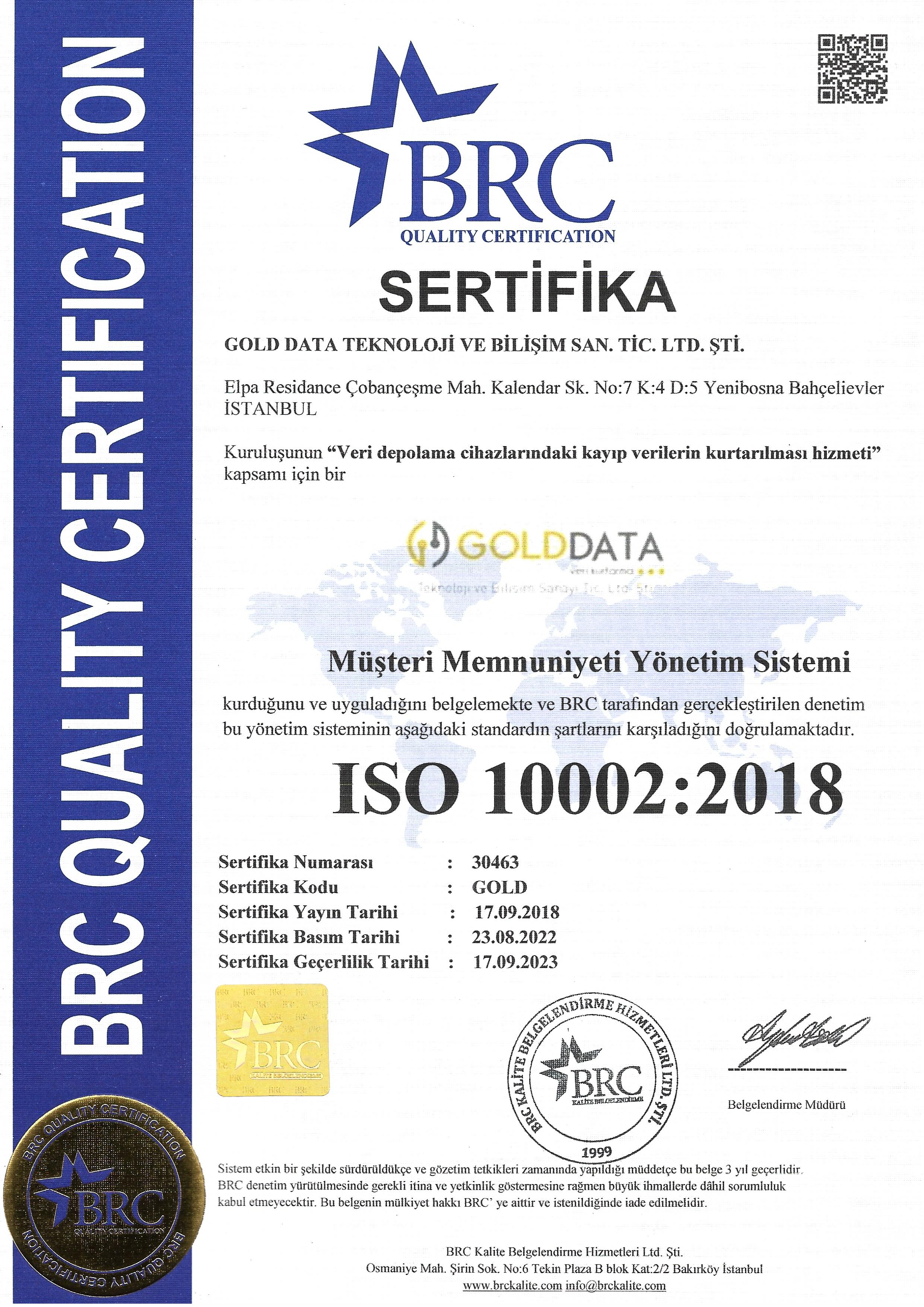 BRC ISO 10002:2018