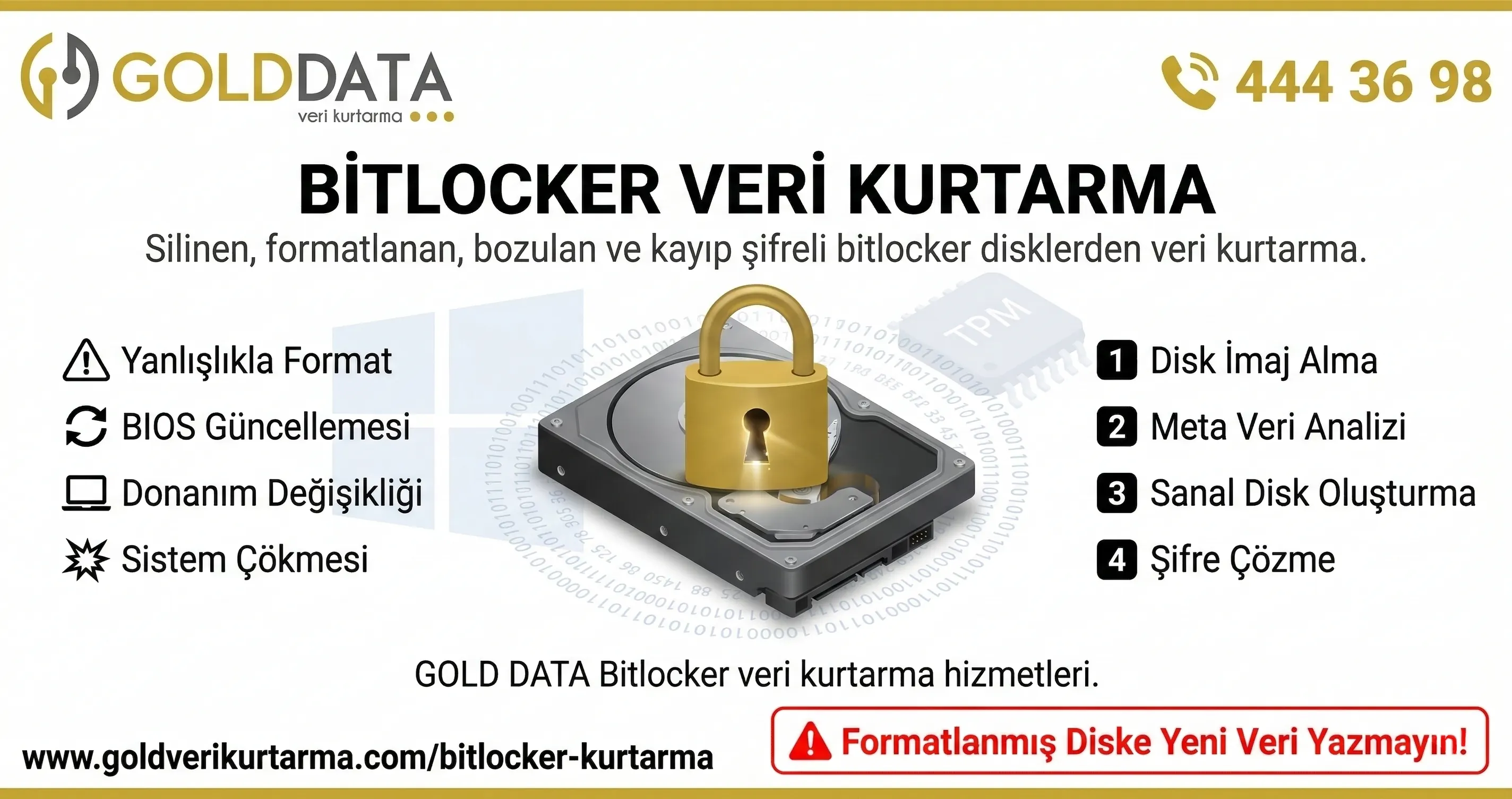 Bitlocker veri kurtarma hizmetleri- GOLD DATA