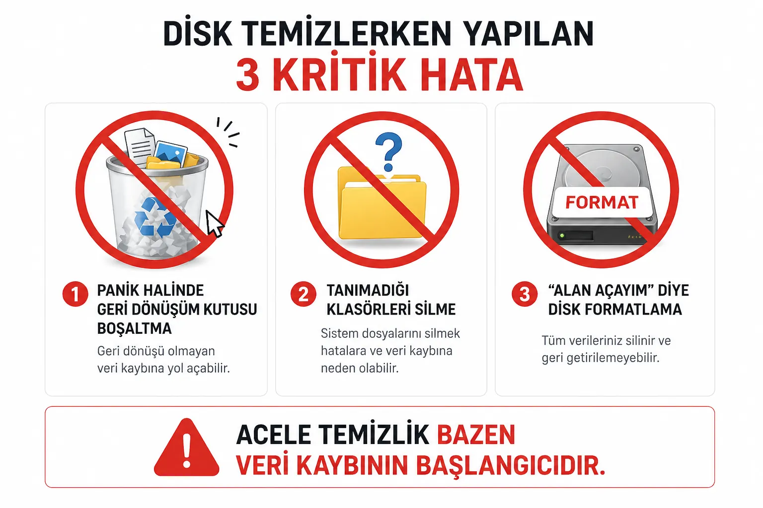 Disk Temizliği Yapılırken Kaçınılması Gereken Üç Yanlış Müdahale