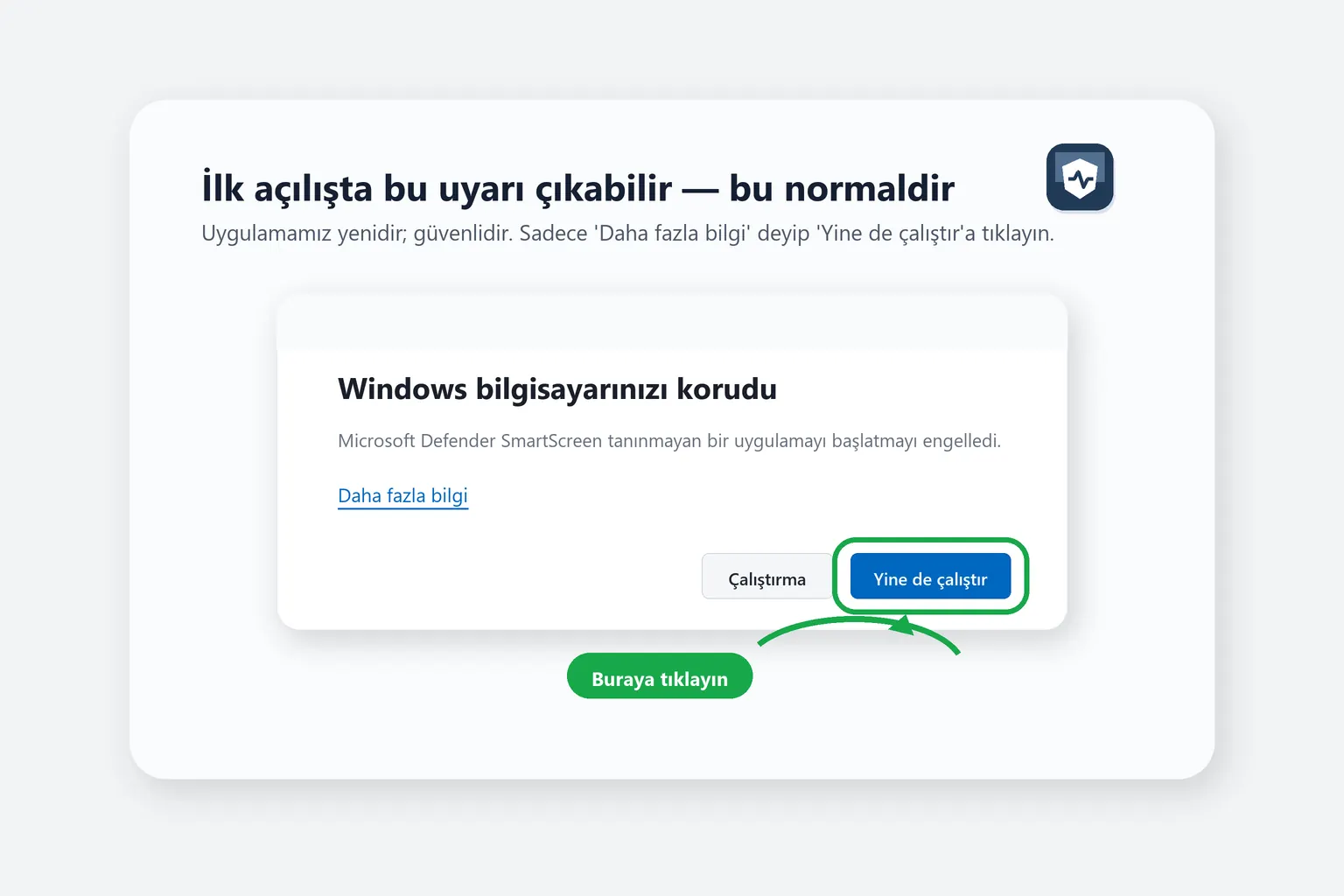 DiskNabız ilk açılış uyarı ekranı, kullanıcıyı yapılandırma adımlarına yönlendiren rehber