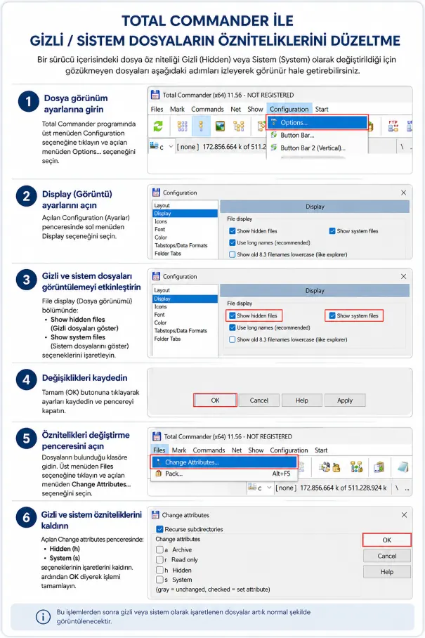 Total Commander ile Gizli Dosyaları Görünür Yapma