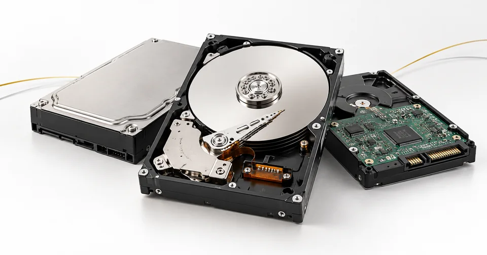Açılmış hard disk, veri kurtarma için HDD ve elektronik kart