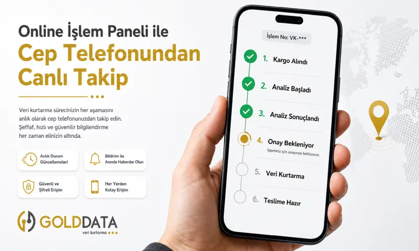GOLD DATA Online İşlem Paneli Online İşlem Paneli ile Veri Kurtarma Takibi