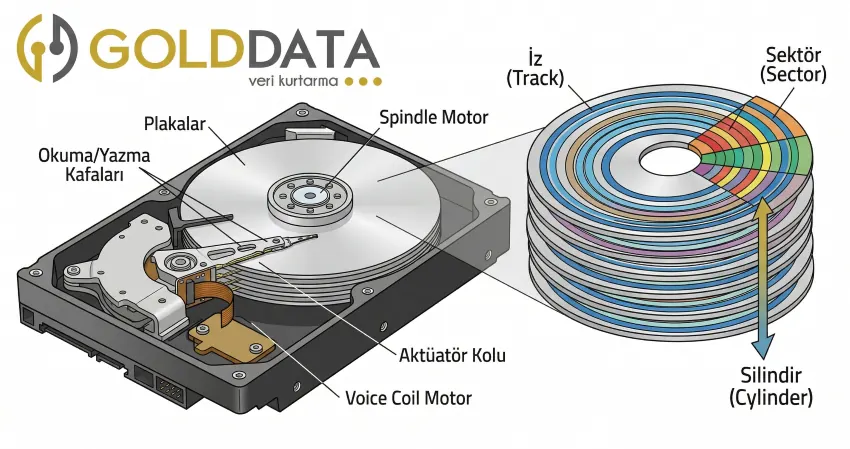 HDD Veri Depolama Yapısı - Plaka Track Sektör Diyagramı