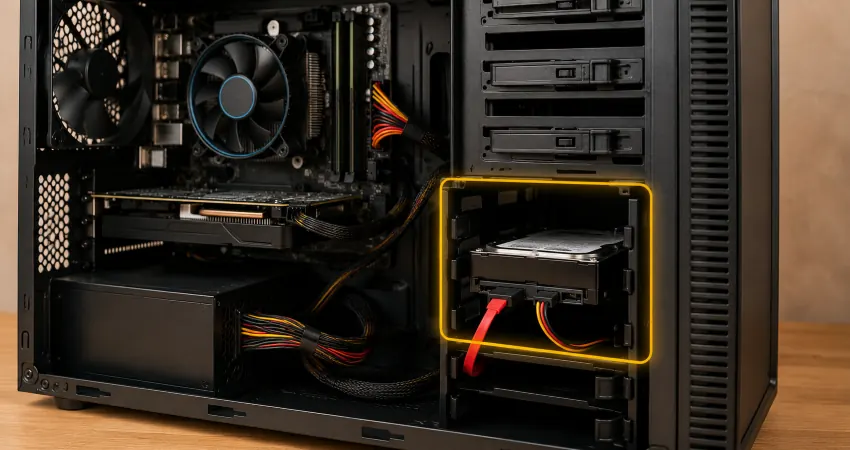 Masaüstü Kasada Harddisk Kafesinin Yeri
