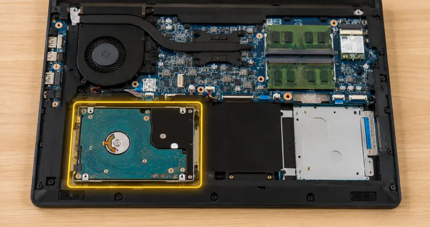 Laptop Alt Kapağında Harddisk Bölmesinin Yeri