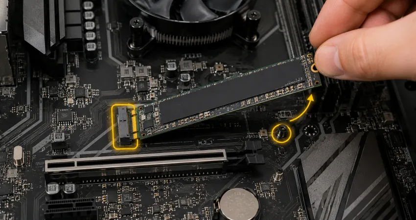 Anakart Üzerinde M.2 SSD ve Sabitleme Vidası