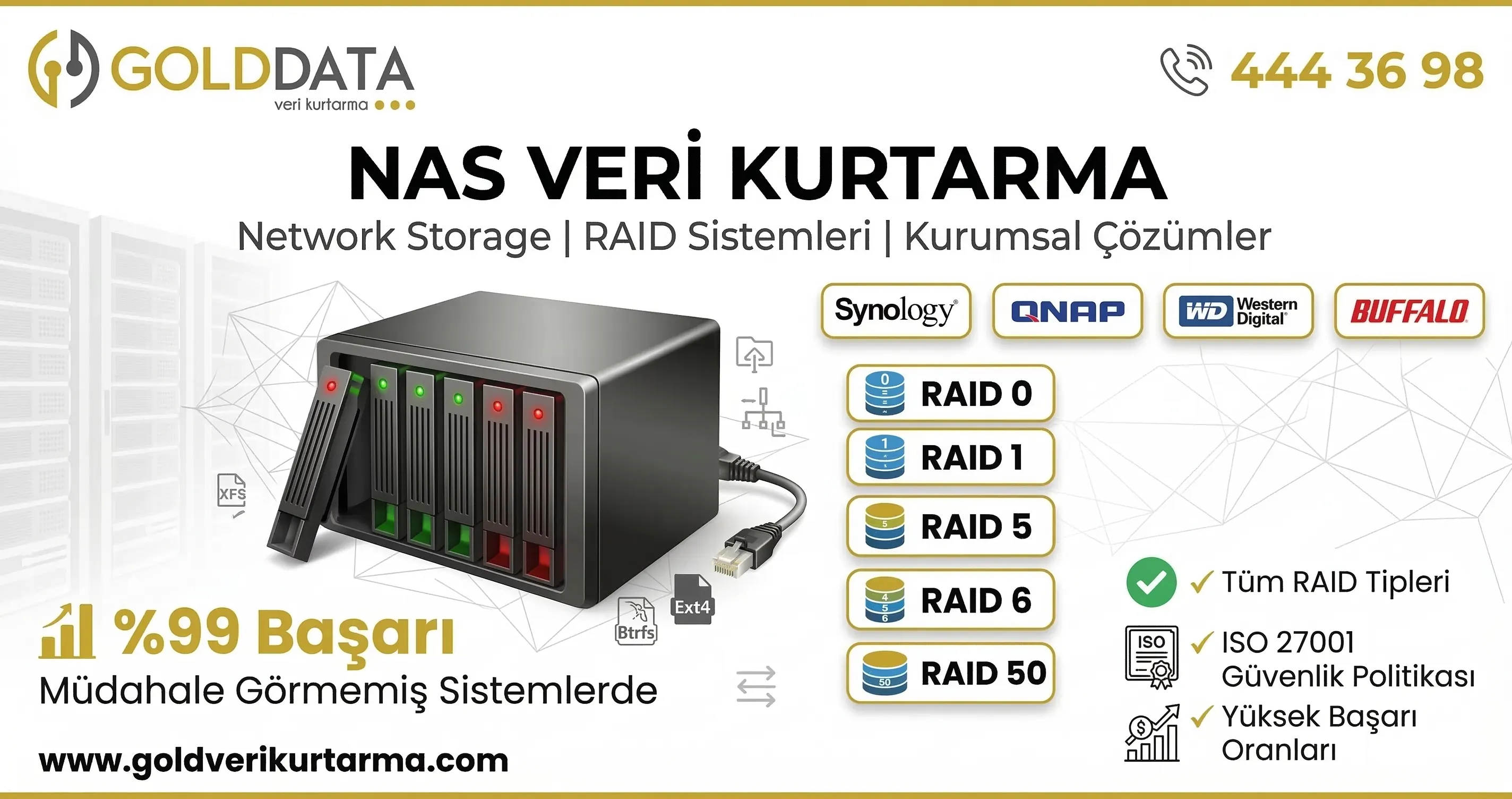 GOLD DATA Nas Veri Kurtarma Hizmetleri Nas Cihazlarından Veri Kurtarmada Yüksek Standartlar