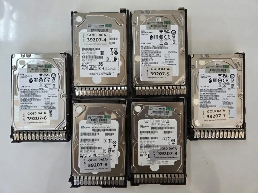 RAID 5 dizisinden çıkarılan altı adet HPE 1,2 TB 10K SAS diskler
