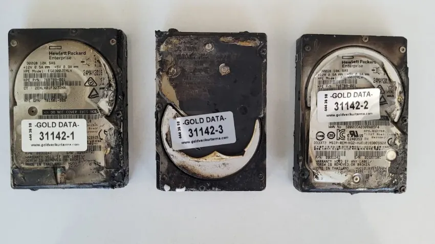 Sunucu Odası Yangınından Çıkarılan Yanmış Diskler - GOLD DATA Vaka Görseli