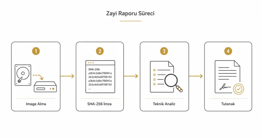 GOLD DATA zayi raporu süreci dört adım image alma hash imzası analiz tutanak